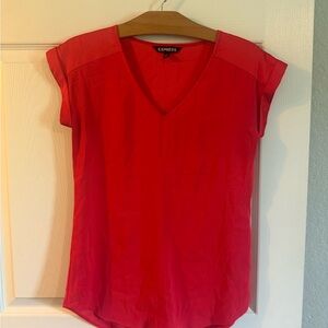 Express Fitted Red Cuffed Sleeve T-Shirt
